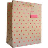 Red Dots on Kraft - Gift Bag - 8 x 4 x 10"