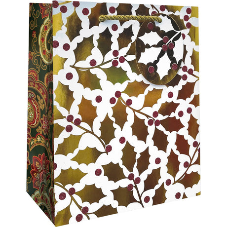 Elegant Holly - Gift Bag - 8 x 4 x 10"