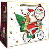 Santa Bicycle - Gift Bag - 10 x 4 x 8"