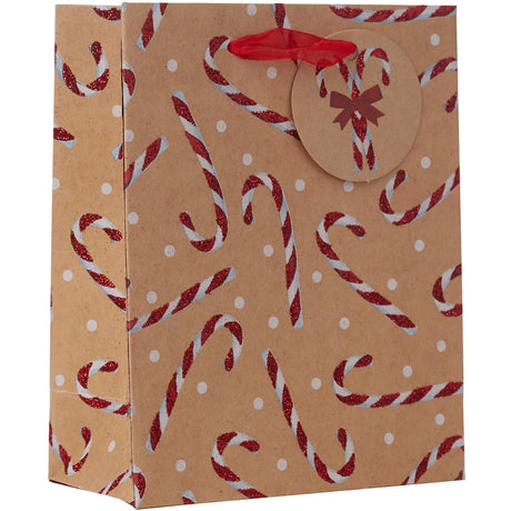 Candy Cane Glitter - Gift Bag - 6 x 3 x 7-1/2"