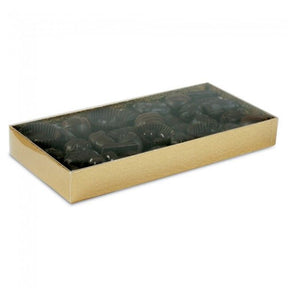 Clear/Gold - Long Rectangle Set Up Candy Box - 9-1/2 x 4-1/2 x 1-3/16"