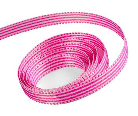 White / Shocking Pink - Candy Swirl Ribbon - 3/8" x 25 Yards