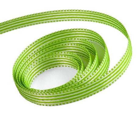 White / Kiwi - Candy Swirl Ribbon - 3/8" x 100 Yards