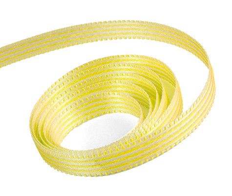White / Lemon - Candy Swirl Ribbon - 3/8" x 100 Yards