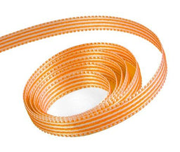 White / Tangerine - Candy Swirl Ribbon - 3/8" x 100 Yards