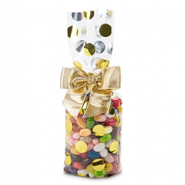 Gold Large Dots - Stand Up Candy Bag - (2 lb) 3-1/4 x 2 x 12-1/2"