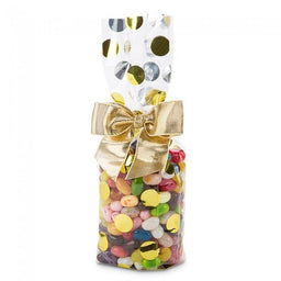 Gold Large Dots - Stand Up Candy Bag - (2 lb) 3-1/4 x 2 x 12-1/2"
