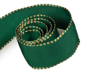 Forest Green Taffeta w/ Hazel Nut - Checker Edge Ribbon - 1-1/2" x 50 Yards