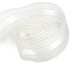 White / Gold - Chic Sheer Ribbon - 1-1/2" x 50 Yards