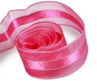 Hot Pink / Gold - Chic Sheer Ribbon - 1-1/2" x 50 Yards