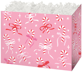 Candy Canes & Ribbons - Basket Box - 10-1/4 x 6 x 7-1/2"