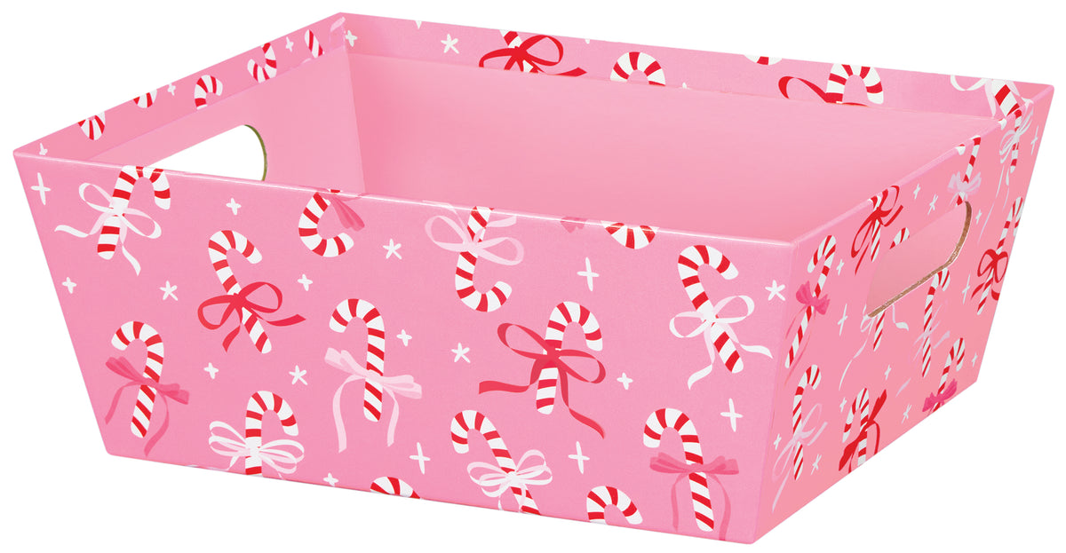 Candy Canes & Ribbons - Basket Tray - 12 x 9-1/2 x 4-1/2"