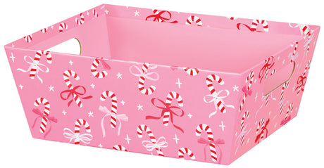 Candy Canes & Ribbons - Basket Tray - 12 x 9-1/2 x 4-1/2"