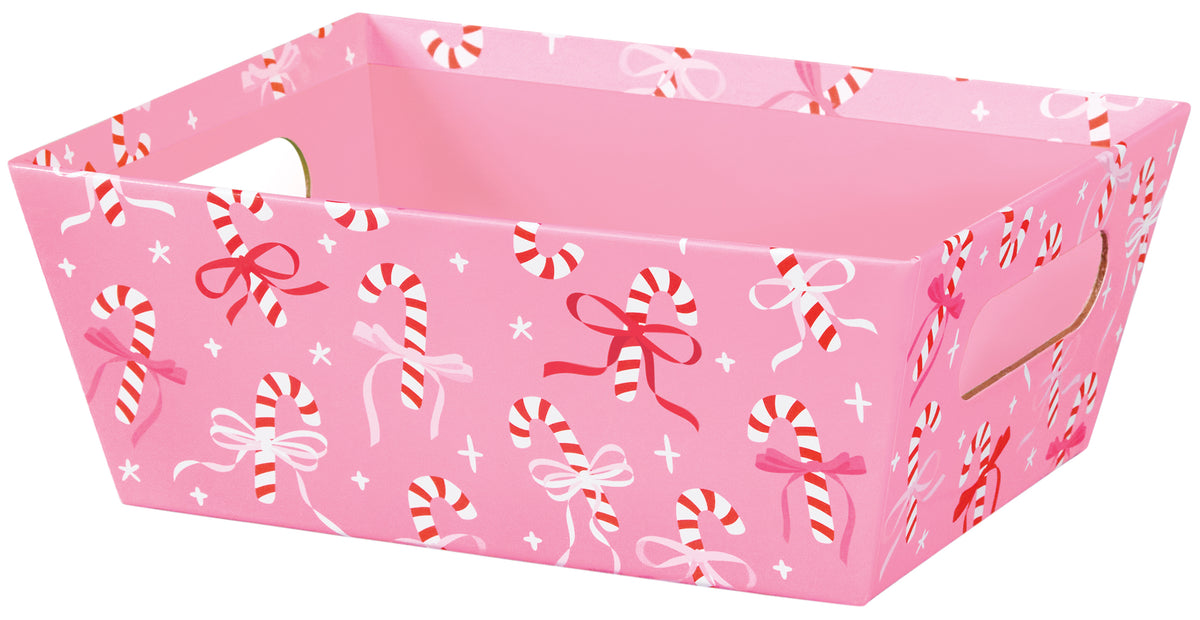 Candy Canes & Ribbons - Basket Tray - 9 x 7 x 3-1/2"