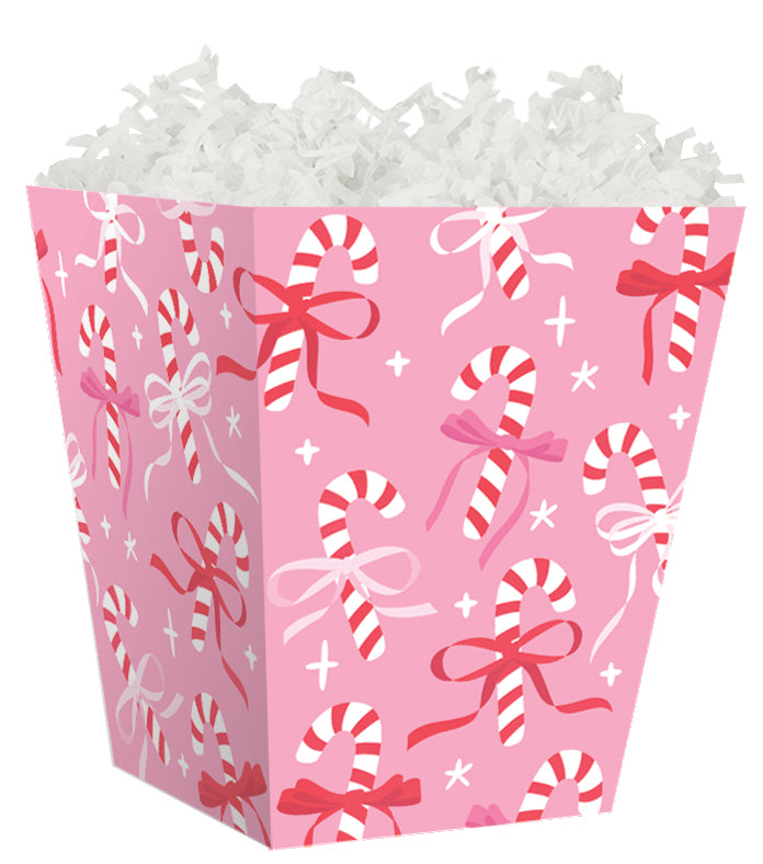 Candy Canes & Ribbons - Sweet Treat Boxes - 4 x 4 x 4-1/2"
