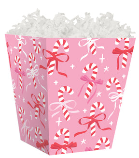 Candy Canes & Ribbons - Sweet Treat Boxes - 4 x 4 x 4-1/2"