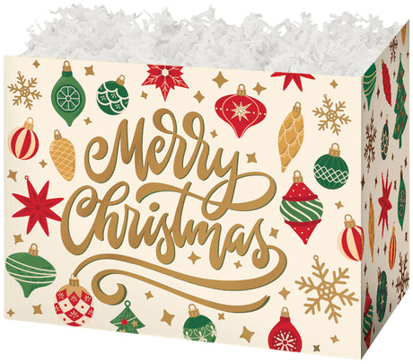 Christmas Vintage Ornaments - Basket Box - 10-1/4 x 6 x 7-1/2"