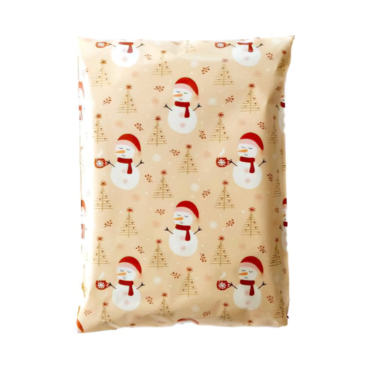 Christmas Snowman Santa Hat Beige Poly Mailers Size 14x17 Shipping Bags