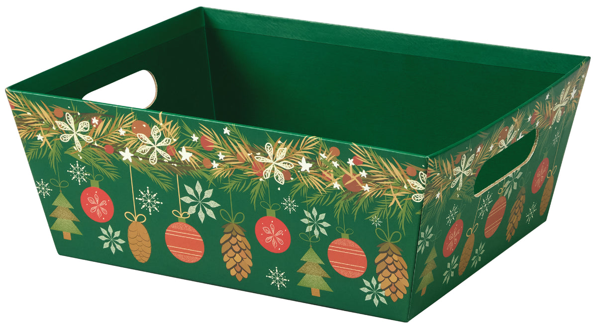 Cozy Ornaments - Basket Tray - 12 x 9-1/2 x 4-1/2"