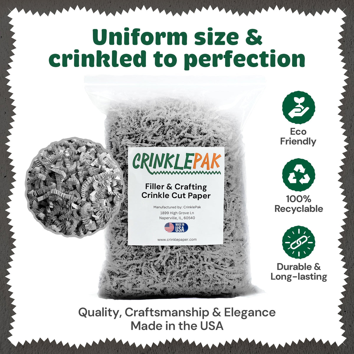 Crinkle Paper 40lb Gray