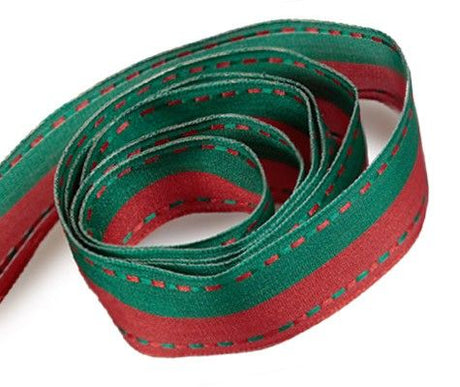 Red / Forest Green - Dash 2 Dash Ribbon - 1" x 100 Yards