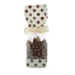 Cream/Brown Dots - Candy Bags - 2 x 1-7/8 x 9-1/2"
