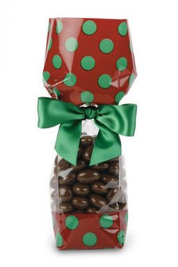 Red/Green Dots - Deluxe Candy Bag - 2 x 1-7/8 x 9-1/2"