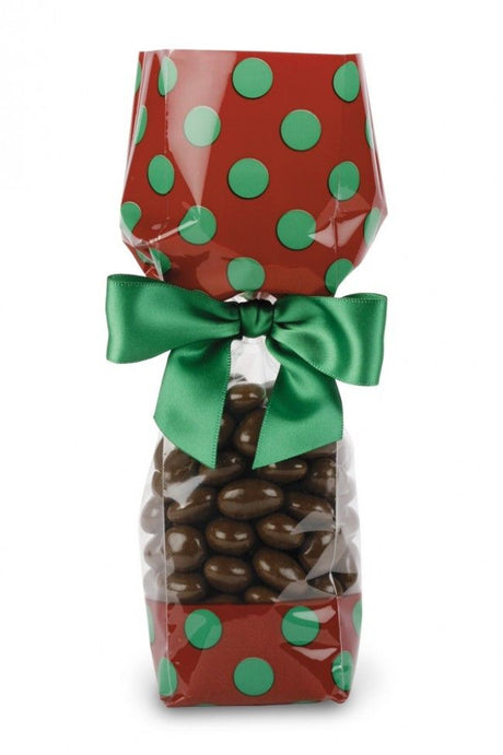 Red/Green Dots - Deluxe Candy Bag - 2 x 1-7/8 x 9-1/2"