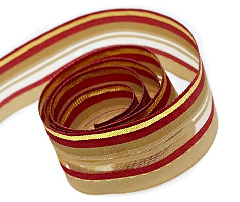 Red / Tan / Gold - Docile Ribbon - 1-1/2" x 25 Yards