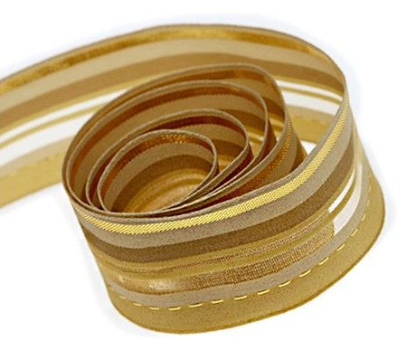 Brown / Tan / Gold - Docile Ribbon - 1-1/2" x 25 Yards