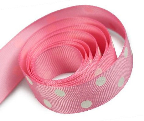 Hot Pink - Domino Dots Ribbon - 7/8" x 100 Yards