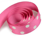 Shocking Pink - Domino Dots Ribbon - 7/8" x 100 Yards