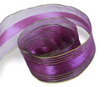 Plum / Gold - Elite Sheer (Wired Edge) Ribbon - 1-1/2" x 50 Yards