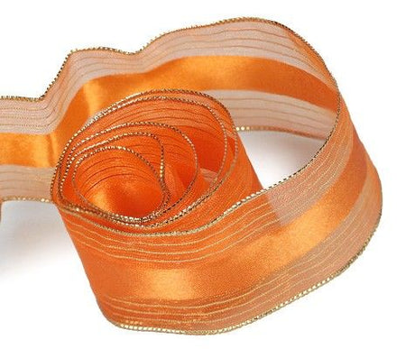 Orange / Gold - Elite Sheer (Wired Edge) Ribbon - 1-1/2" x 50 Yards