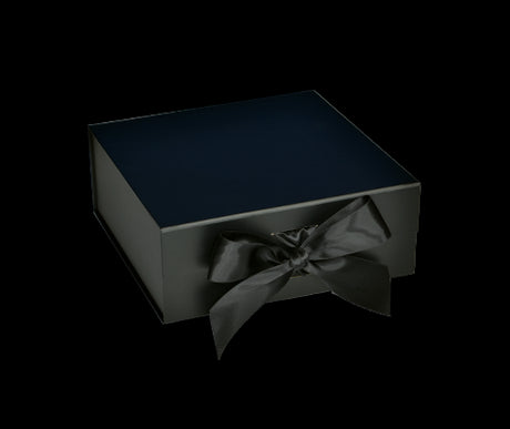 Matte Black - Magnetic Ribbon Tie Gift Box - 6 x 6 x 2-3/4"