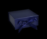 Matte Navy - Magnetic Ribbon Tie Gift Box - 6 x 6 x 2-3/4"