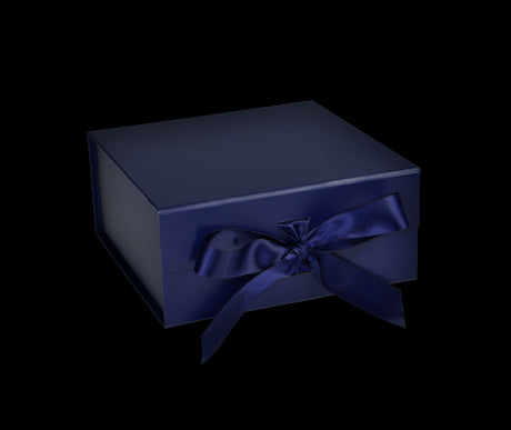 Matte Navy - Magnetic Ribbon Tie Gift Box - 6 x 6 x 2-3/4"