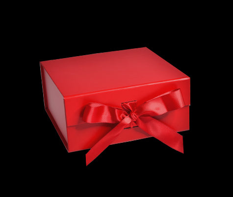 Matte Red - Magnetic Ribbon Tie Gift Box - 6 x 6 x 2-3/4"