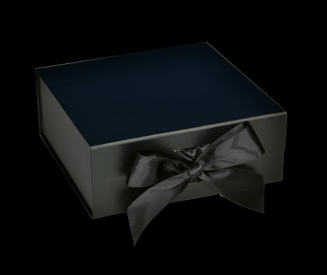 Matte Black - Magnetic Ribbon Tie Gift Box - 8 x 8 x 3-1/8"