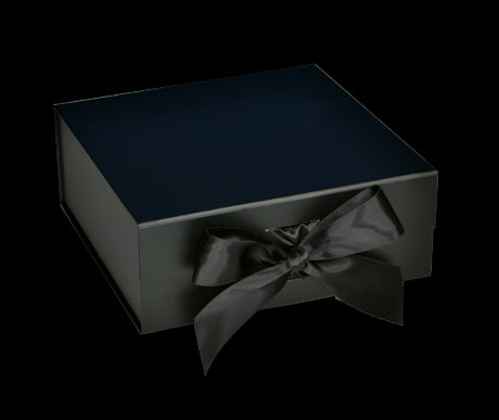 Matte Black - Magnetic Ribbon Tie Gift Box - 8 x 8 x 3-1/8"