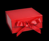 Matte Red - Magnetic Ribbon Tie Gift Box - 8 x 8 x 3-1/8"