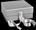 Matte Silver - Magnetic Ribbon Tie Gift Box - 10 x 10 x 4-1/2"