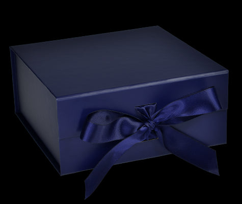 Matte Navy - Magnetic Ribbon Tie Gift Box - 10 x 10 x 4-1/2"