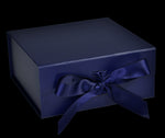 Matte Navy - Magnetic Ribbon Tie Gift Box - 10 x 10 x 4-1/2"
