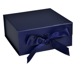 Matte Navy - Magnetic Ribbon Tie Gift Box - 10 x 10 x 4-1/2"