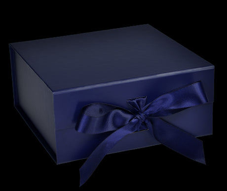Matte Navy - Magnetic Ribbon Tie Gift Box - 10 x 10 x 4-1/2"