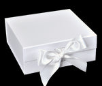 Matte White - Magnetic Ribbon Tie Gift Box - 10 x 10 x 4-1/2"