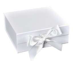 Matte White - Magnetic Ribbon Tie Gift Box - 10 x 10 x 4-1/2"