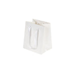 White Pearl - Satin Ribbon Handle Bag - 5 x 4 x 6"
