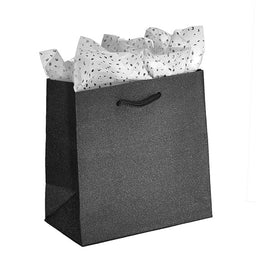 Black Stardust Glitter - Euro Tote - 6-1/2 x 3-1/2 x 6-1/2"